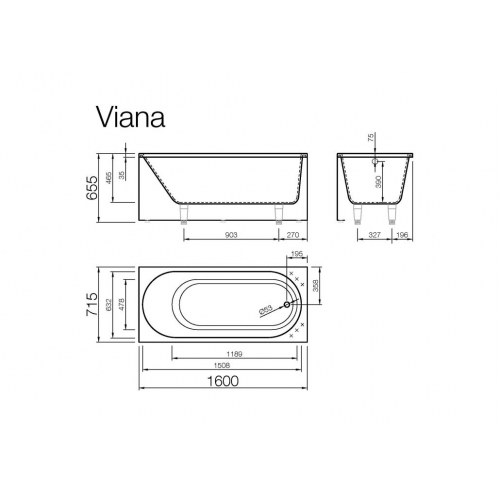 Vonia akmens masės VISPOOL Viana 1600x715x655